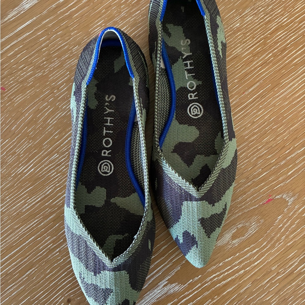 Rothy's Pointed Toe Flats in Green Camo